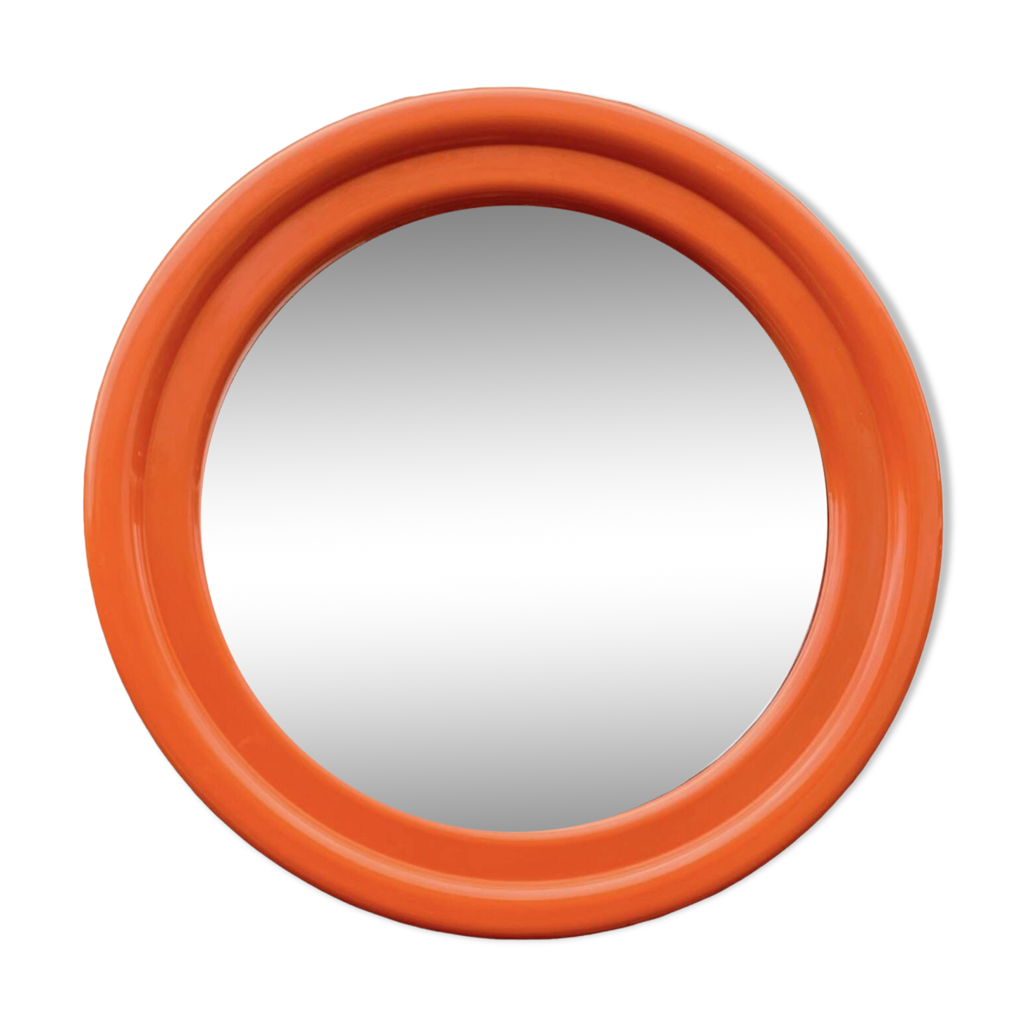 Vintage round orange plastic mirror Cattaneo - Space Age Design