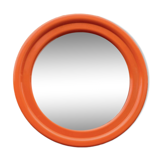 Miroir vintage rond en plastique orange Cattaneo - Space Age Design