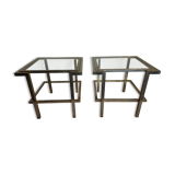 Pair of end of sofas in brushed iron signed Guy Lefevre