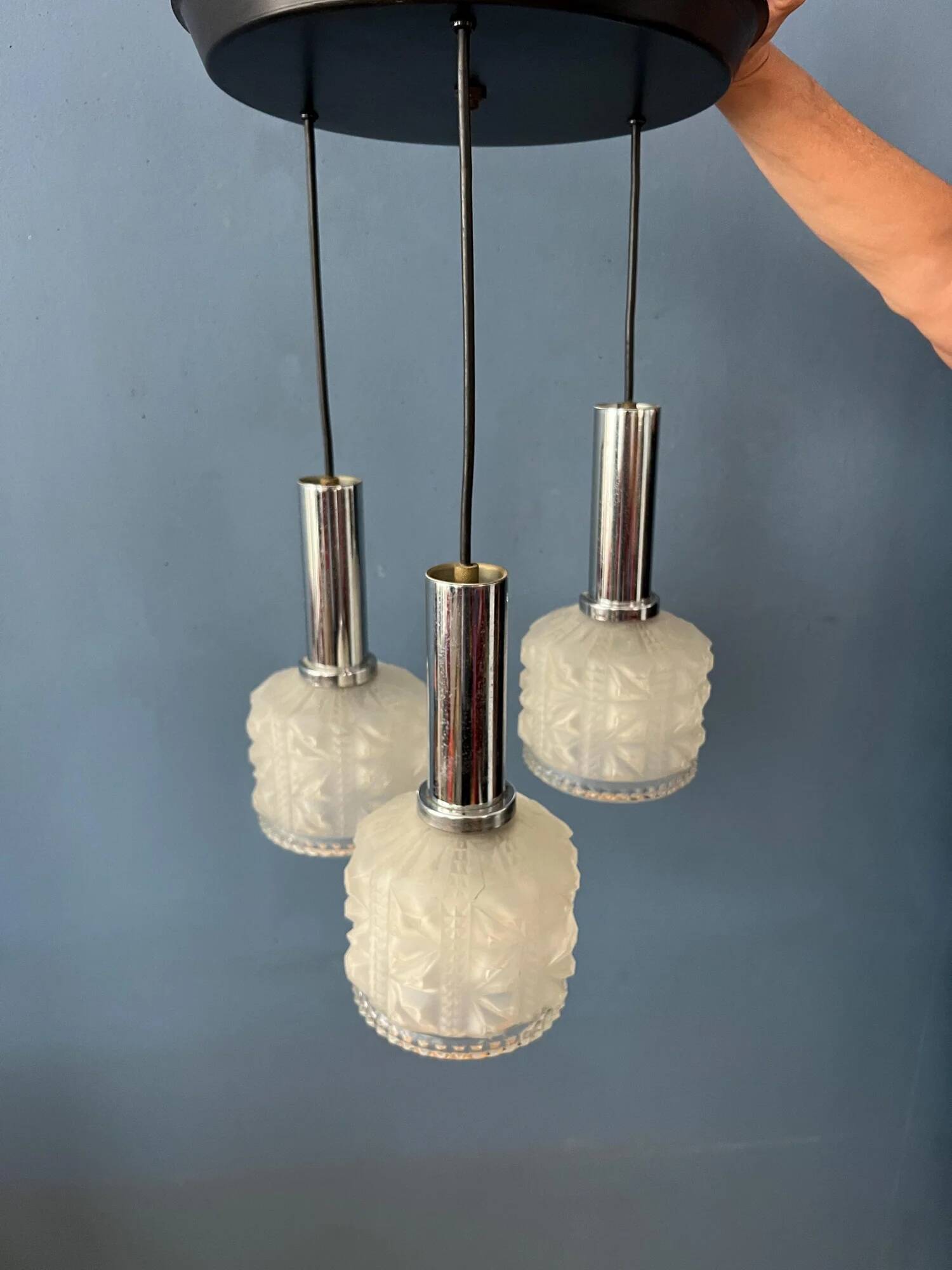 Vintage Frosted Glass Cascade Pendant Light
