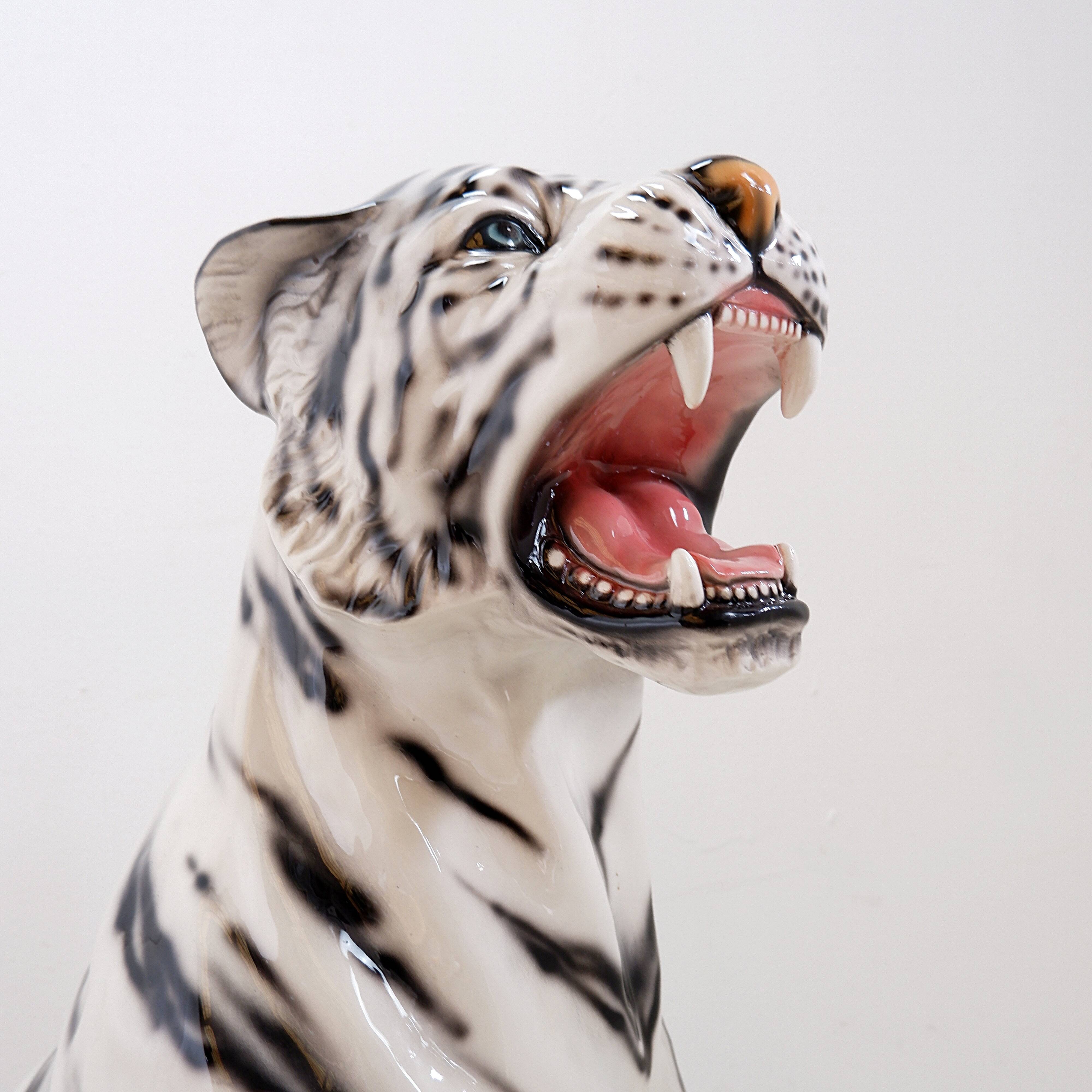 White ceramic tiger - Ceramiche Boxer, Italy