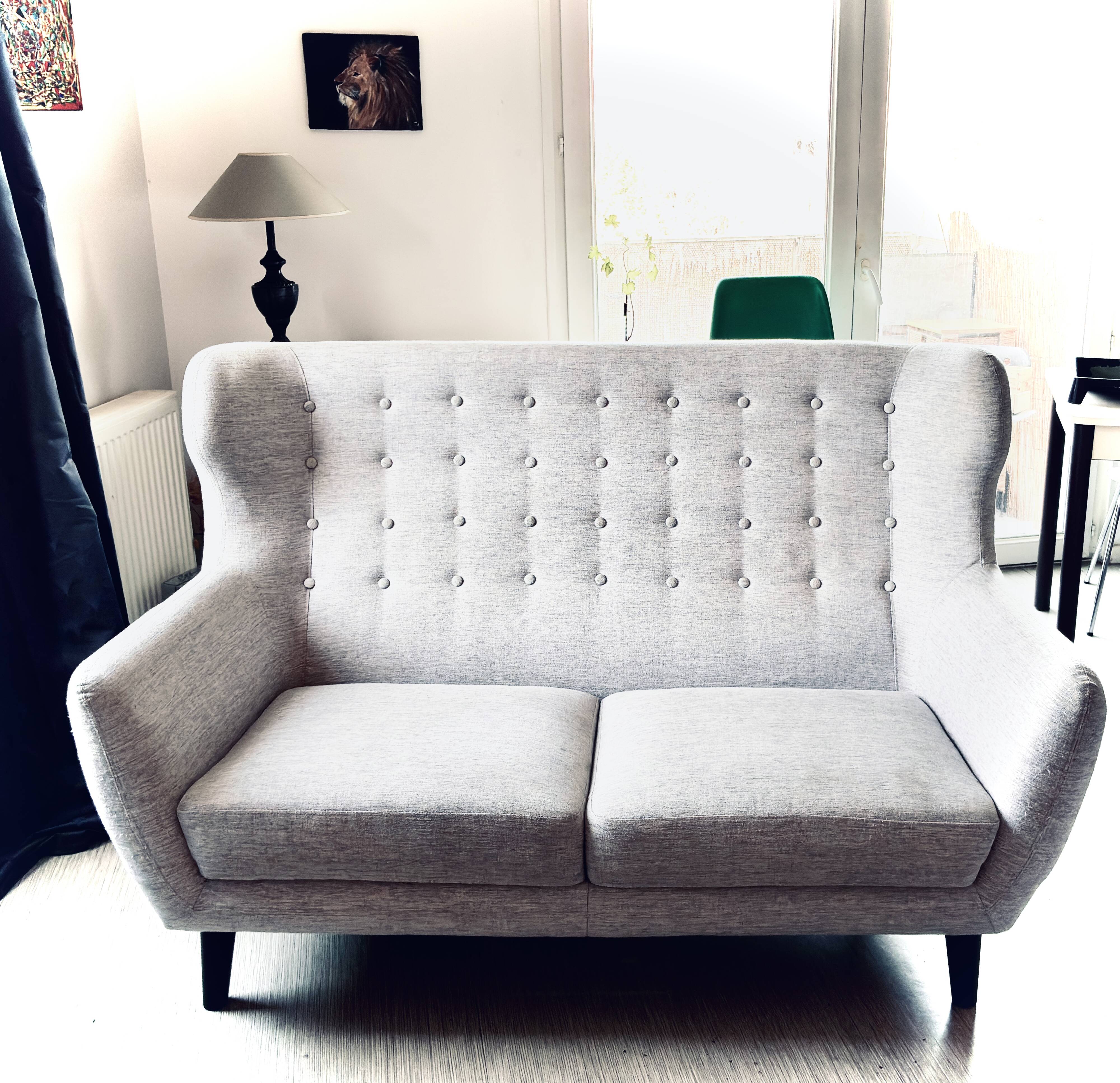 2-Seater Upholstered Sofa Scandinavian Style Mid-Century Spirit Compass Legs