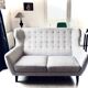 2-Seater Upholstered Canapé Scandinavian Style Mid-Century Spirit Compass Legs