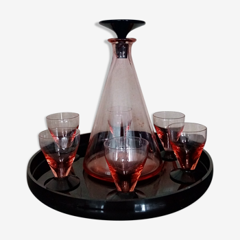 Art Deco port liqueur service tray - glasses