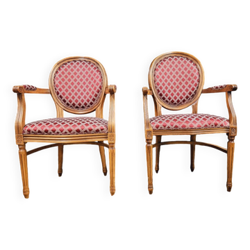 Pair of Louis XV style Medallion armchairs