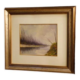 Peinture de paysage italienne signée du XXème siècle