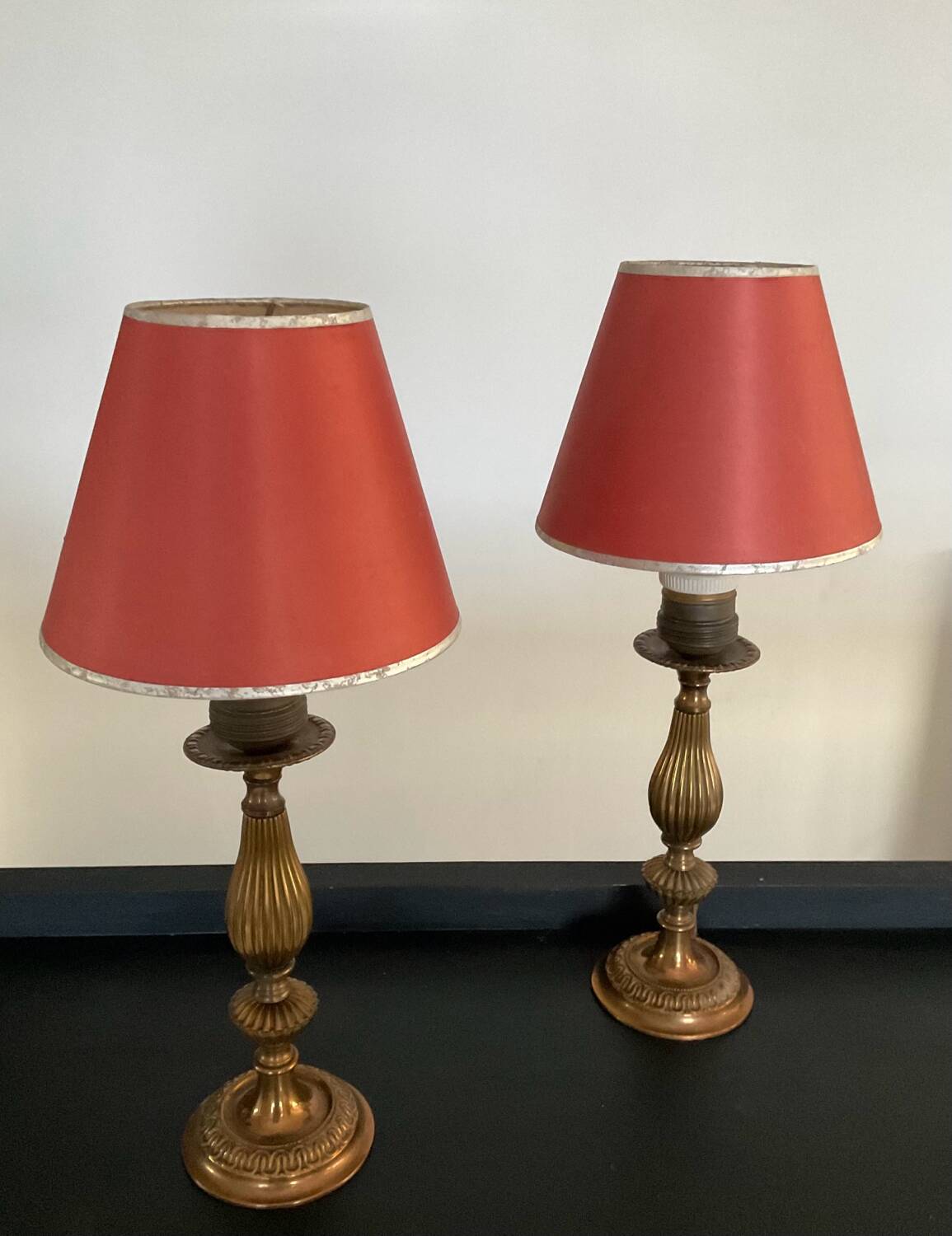Paire de lampes vintage style empire en bronze