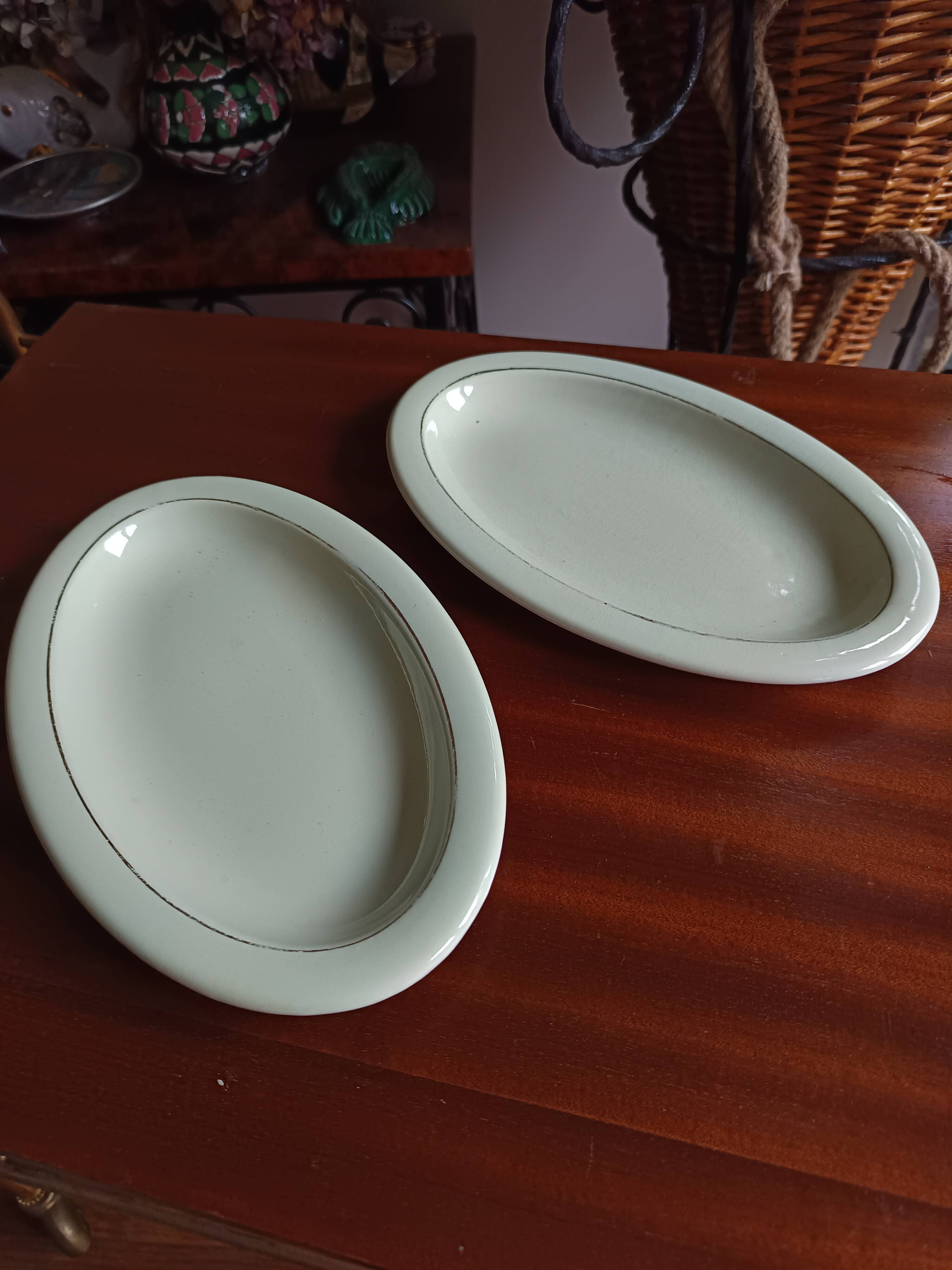 Vegetable dish with 2 platters and 2 small dishes, Salins earthenware, pale green Opaceline