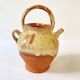 Antique Provençal jug / goat in red stoneware with yellow enamel