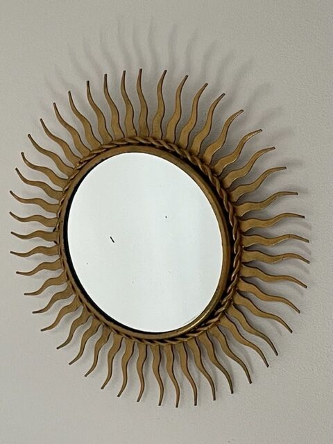 Sun mirror in gold metal 1950  21cm