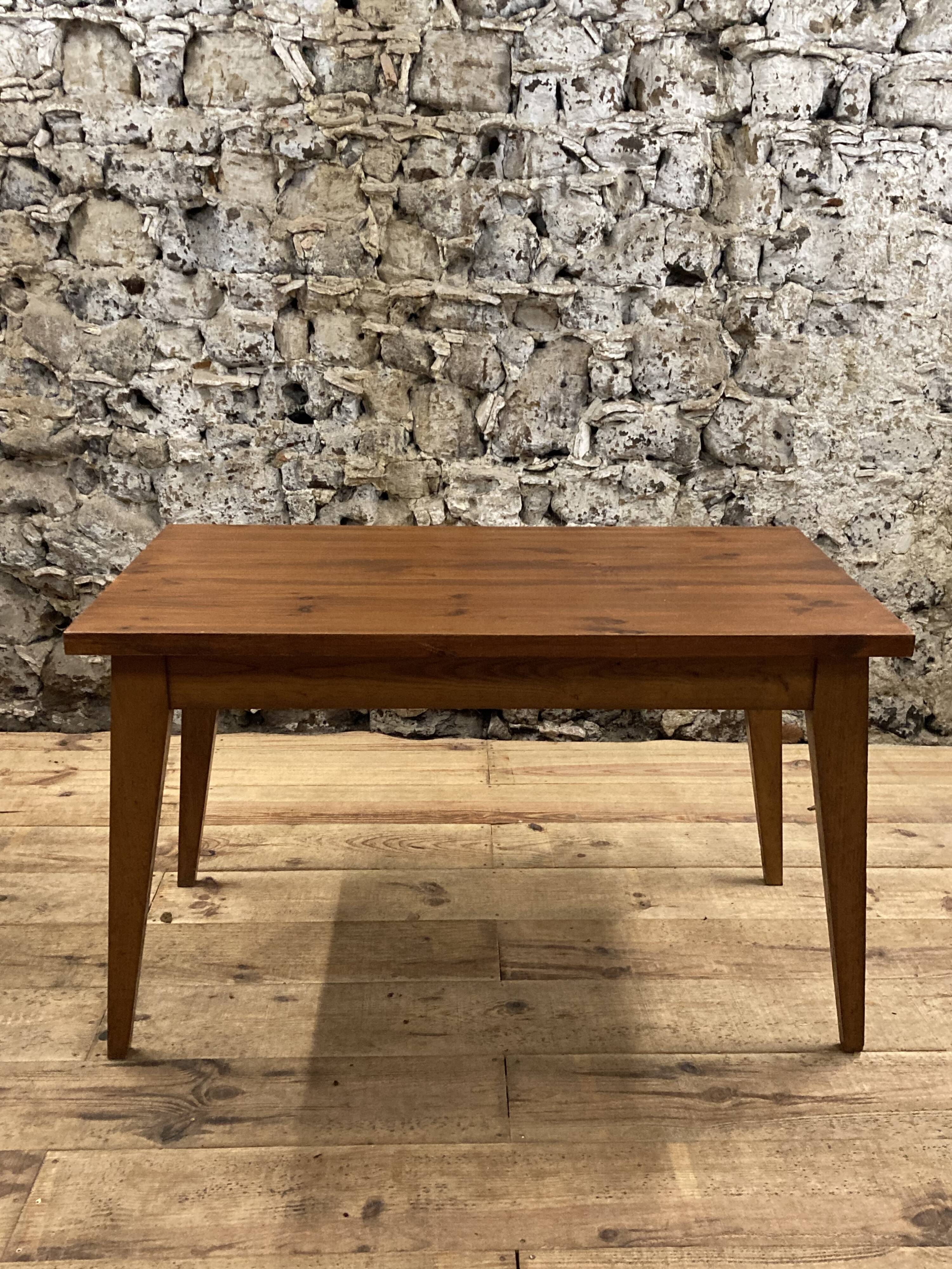 Rectangular farmhouse table 120cm wooden from the 60s /70s / dining table for 6 people