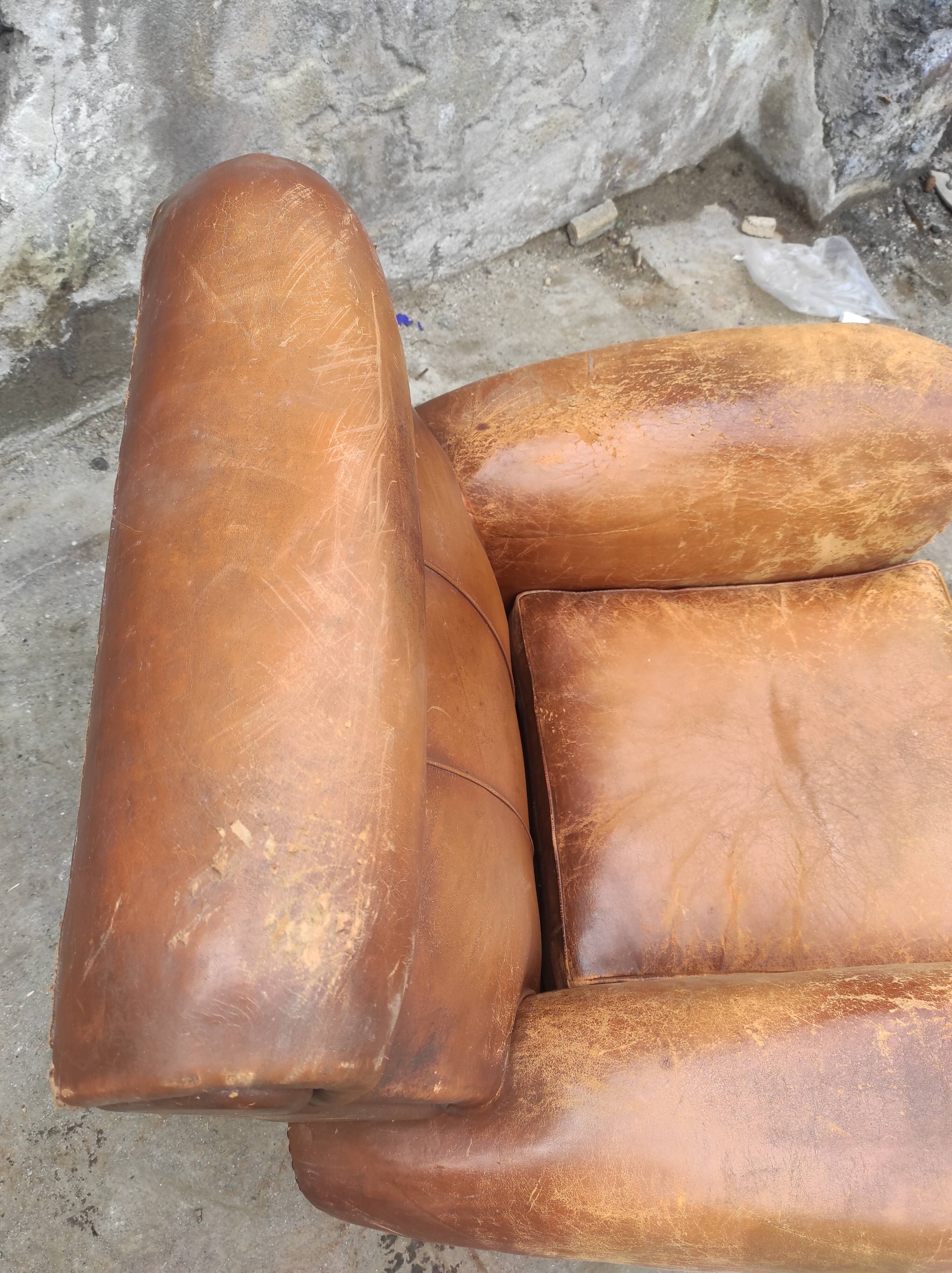 Red leather club chair