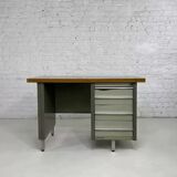 1950s industrial desk in metal and wood Remington Rand Fran