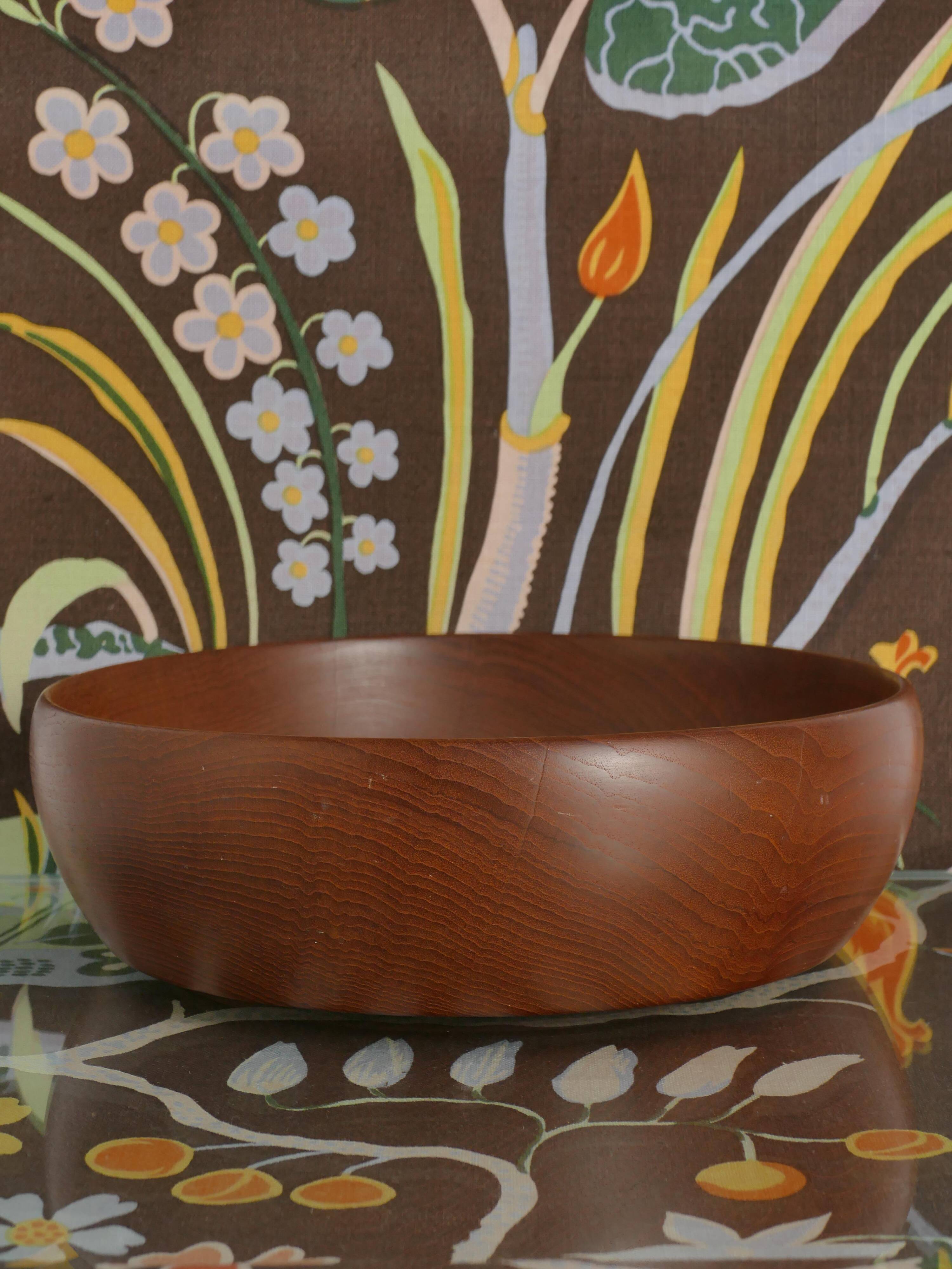 Mid-Century Modern Solid Teak Wood Bowl, Sweden 1960s