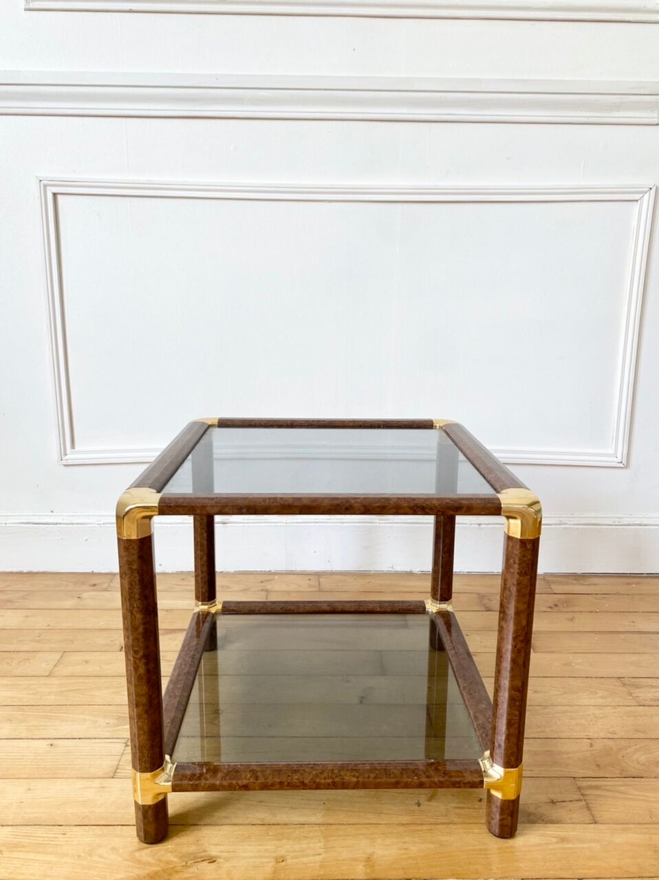 Piece of smoked glass sofa