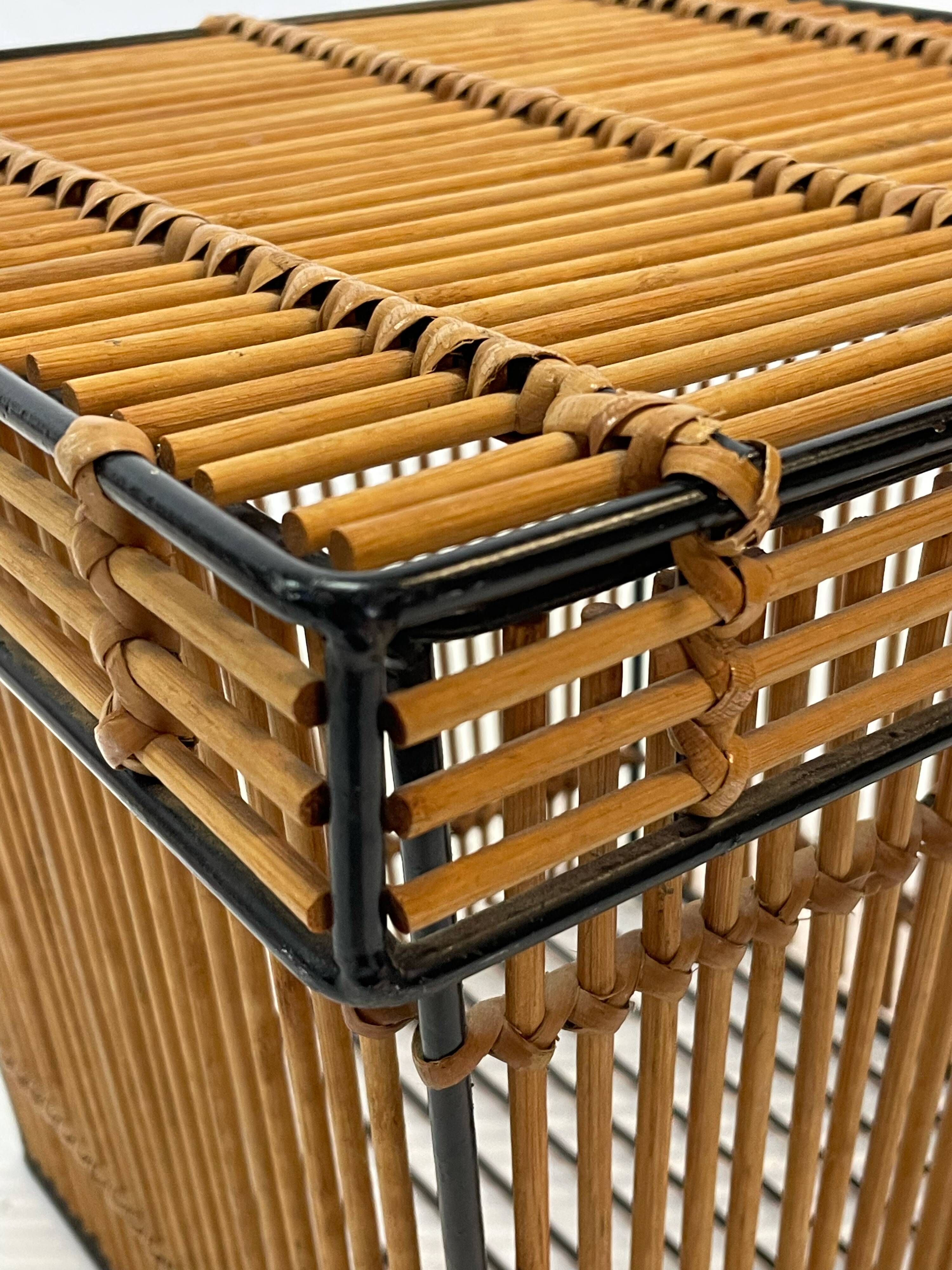 Mid Century Rohe Noordwolde rattan basket by Dirk van Sliedrecht 60's Design