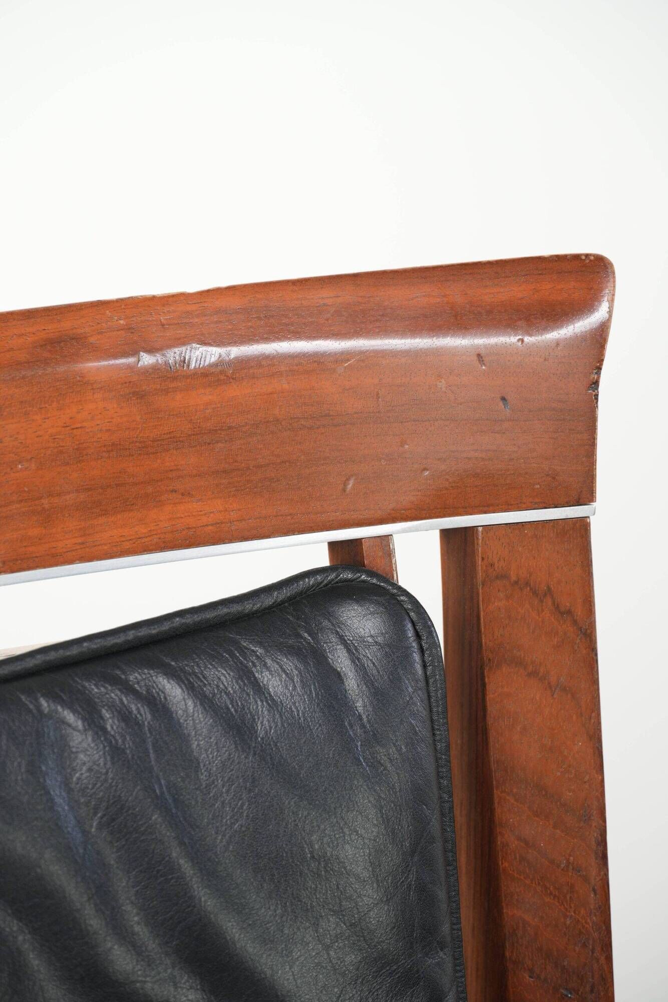 Elegant set of four black cowhide and wooden Art Deco dining chairs