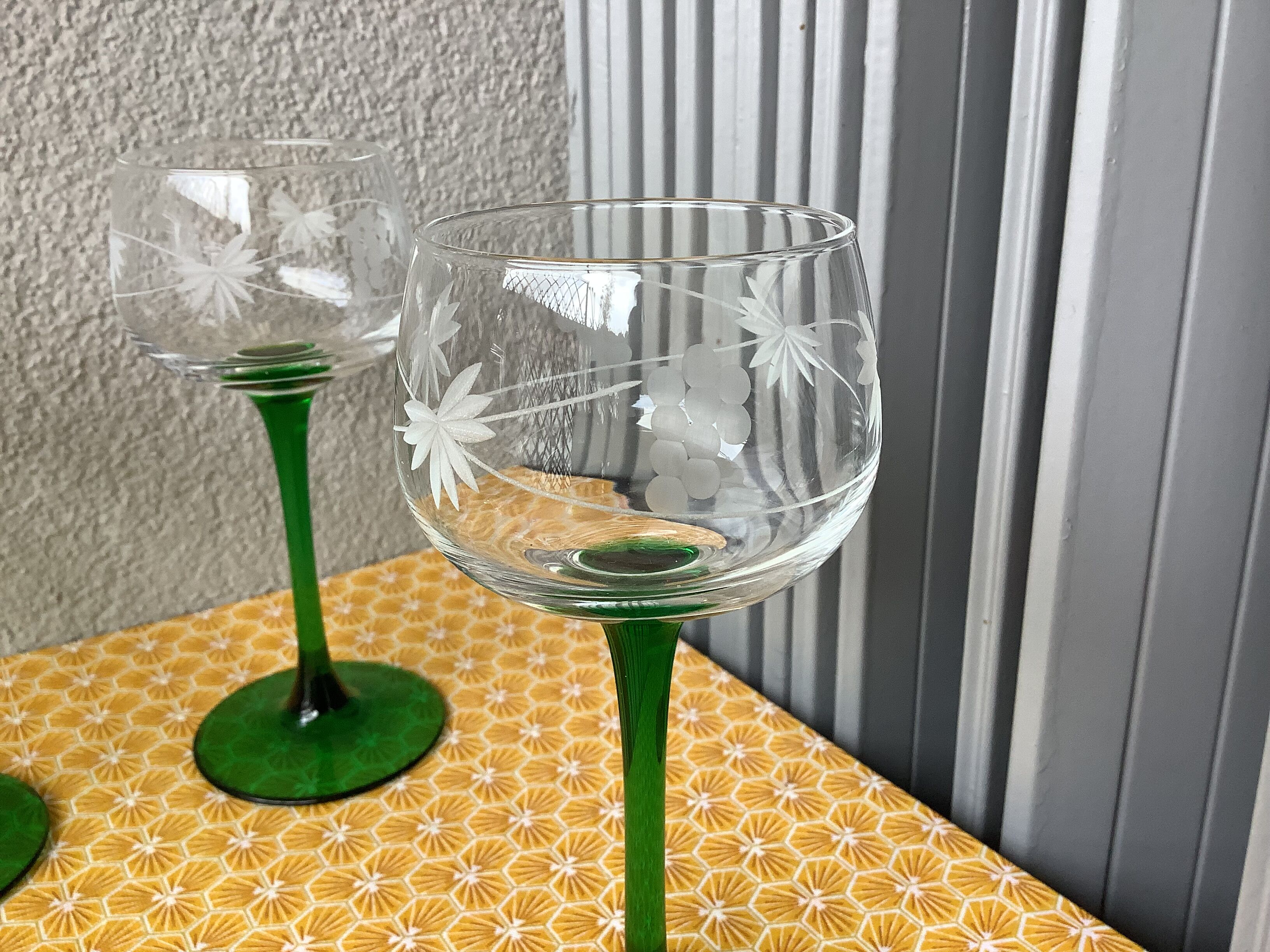 French Roemer Alsace glasses chiseled Luminarc