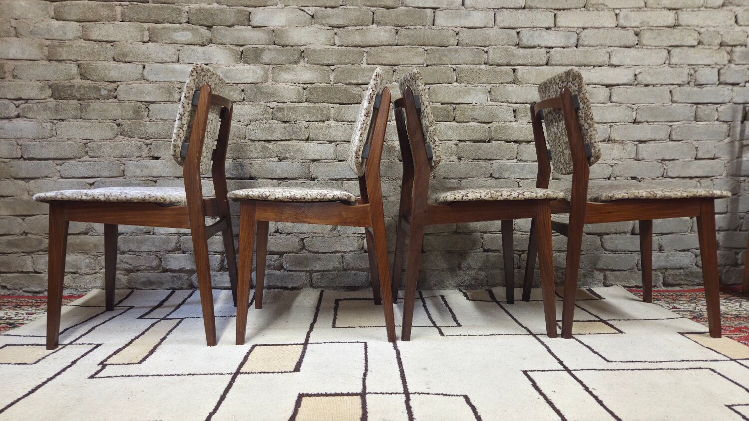 Set of 4 vintage Scandinavian teak chairs from the 1960s.