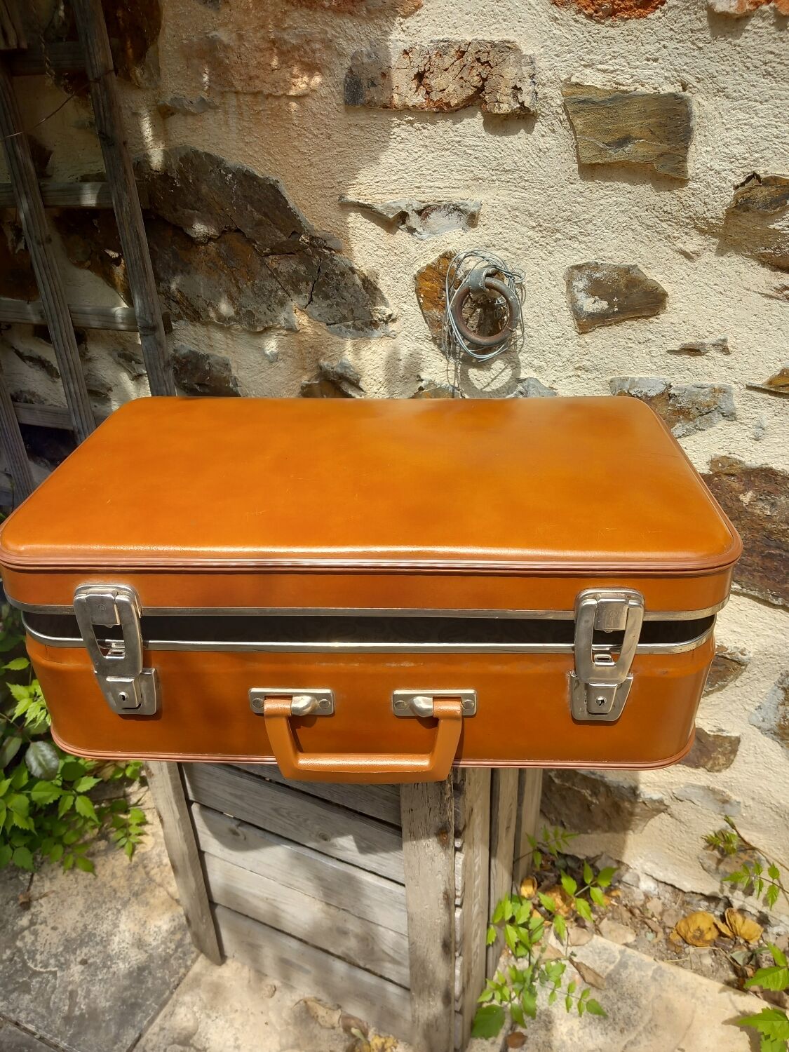 Small antique cardboard suitcase