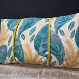 Set of 2 velvet/printed cushions 50x30cm