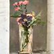 Painting oil on canvas bouquet of flowers old