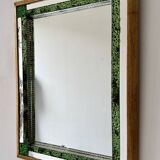 Vintage Rectangular Mirror with Green Glass