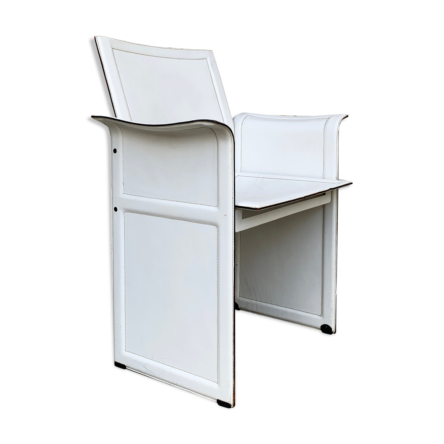 White leather armchair, Tito Agnoli for Matteo Grassi, Italy, 1970-80s