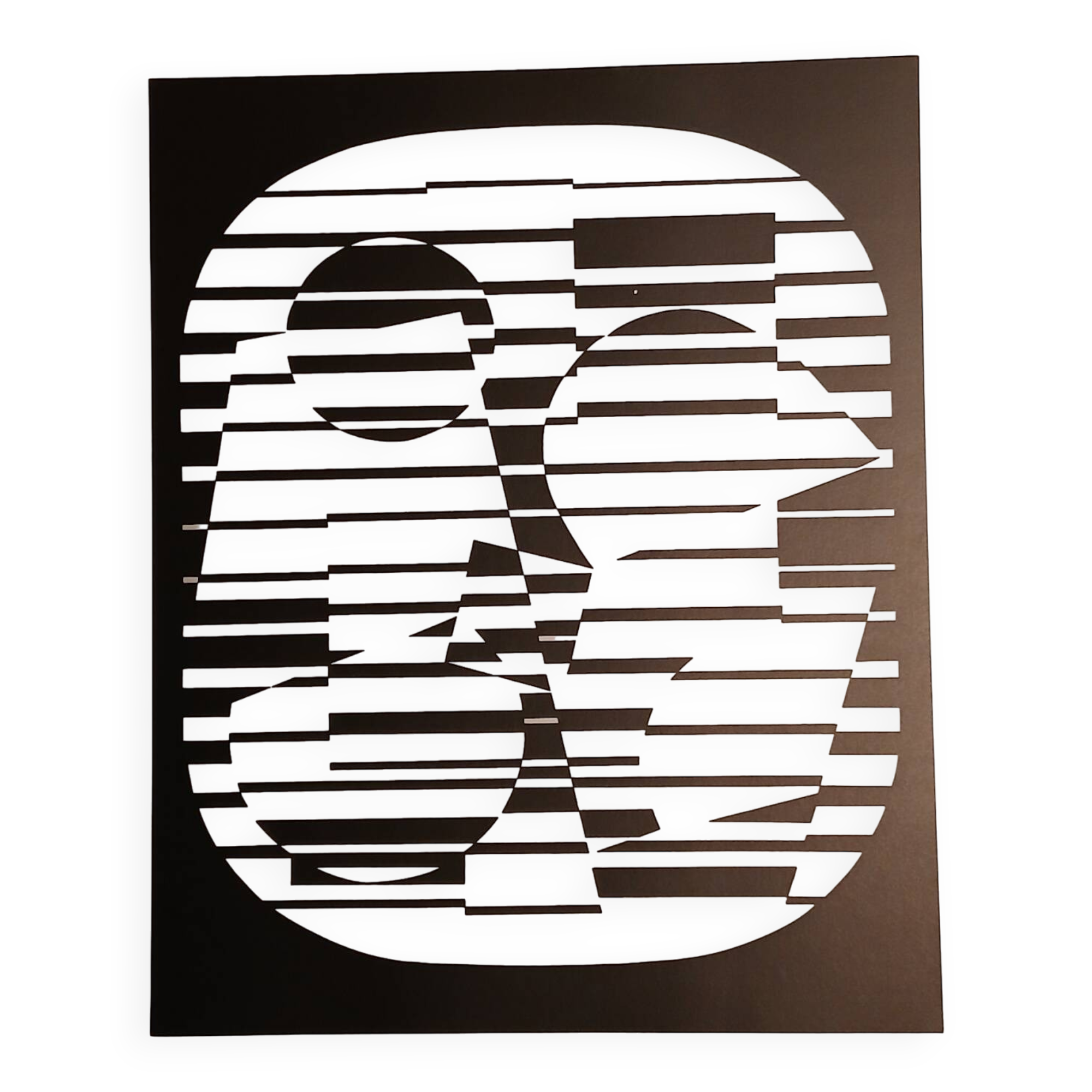 Linear silkscreen print by Victor Vasarely, circa 1970, op art