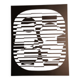 Linear silkscreen print by Victor Vasarely, circa 1970, op art