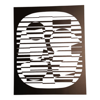 Sérigraphie lineaire Victor Vasarely , circa 1970, op art