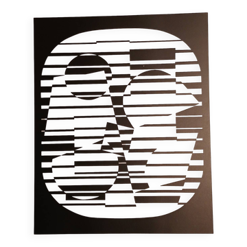 Sérigraphie lineaire Victor Vasarely , circa 1970, op art