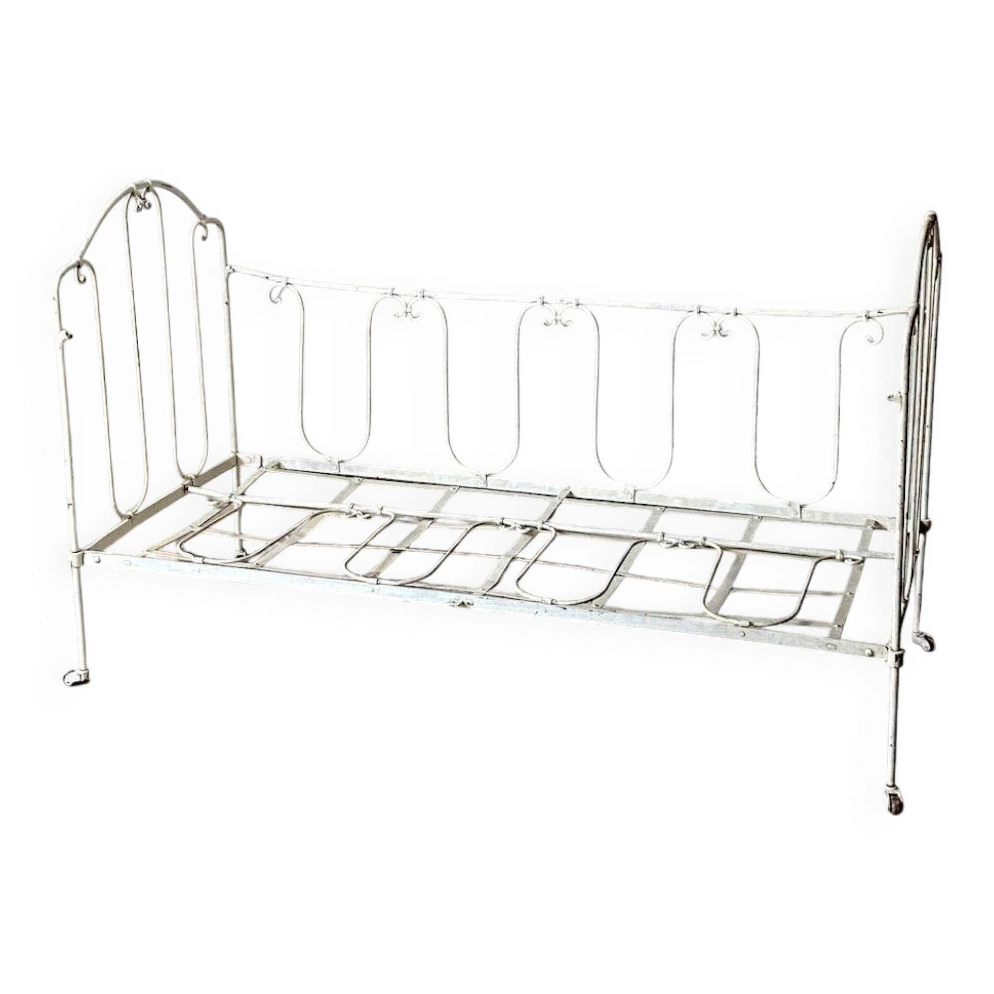 Vintage 1950s wrought iron bed bench