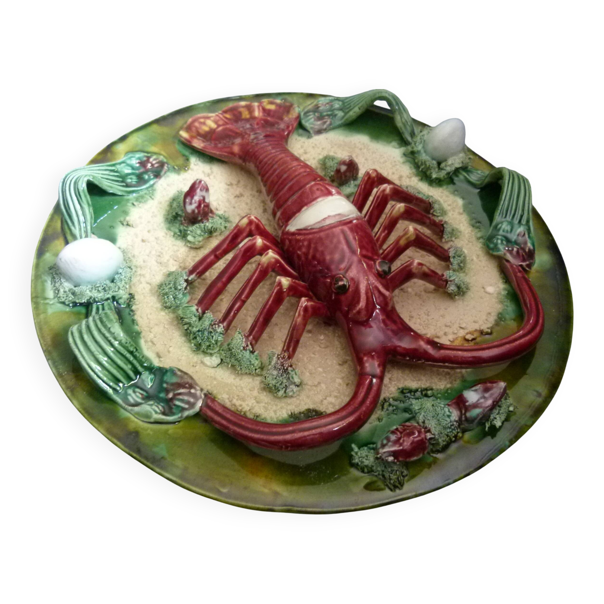 Barbotine earthenware plate