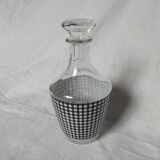 Set of 2 black and white houndstooth glass carafes from the Arques crystal factory. Rare.