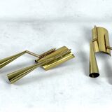 Mid-Century Modern pair of brass Oscar Torlasco attributable sconces. Italy 1950s