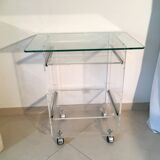 Table en plexiglass pouvant servir de console d'ordinateur ou de desserte