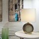 Large brass lamp with fabric shade, 1970