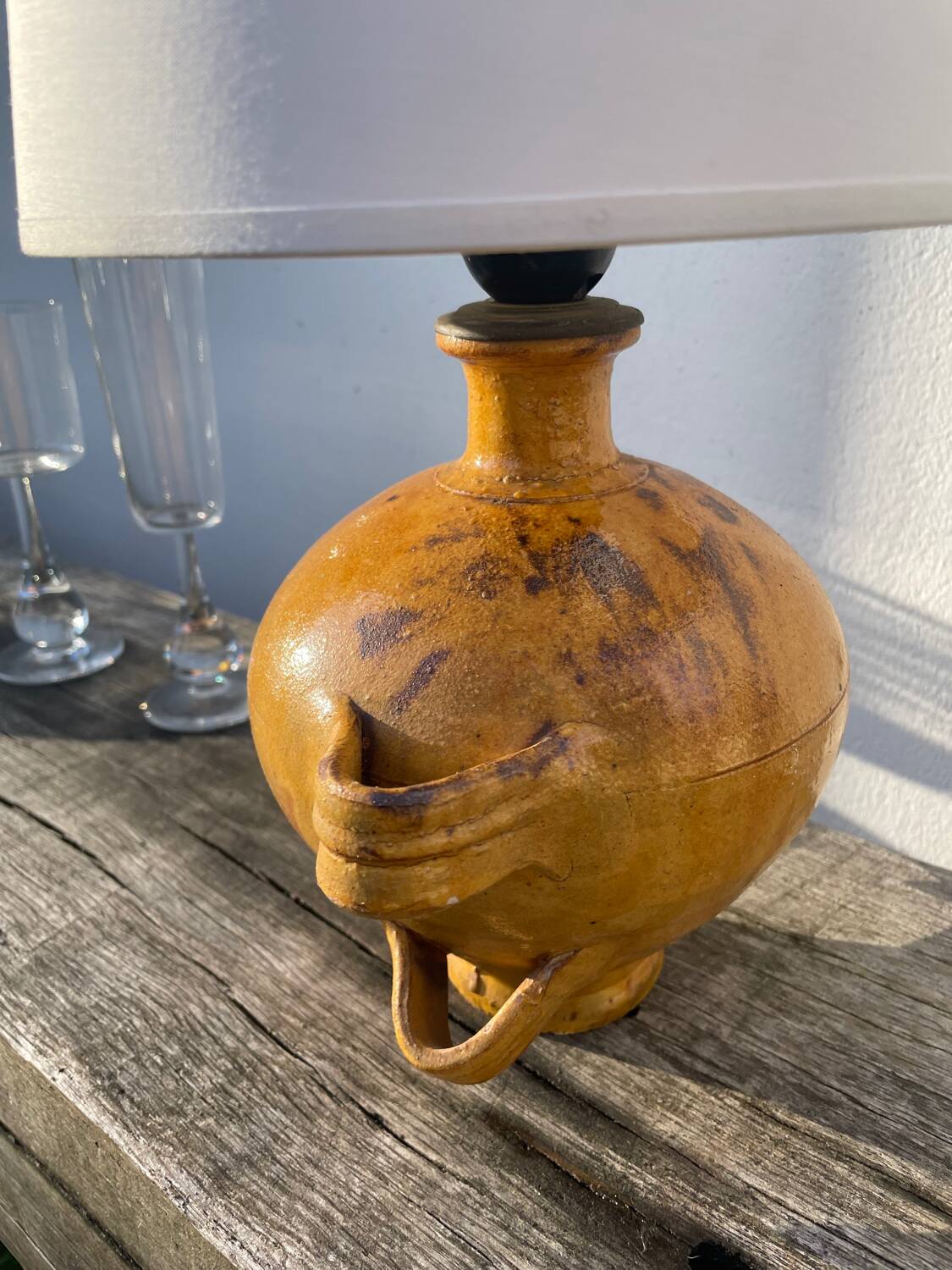 Lampe en céramique jaune Vallauris