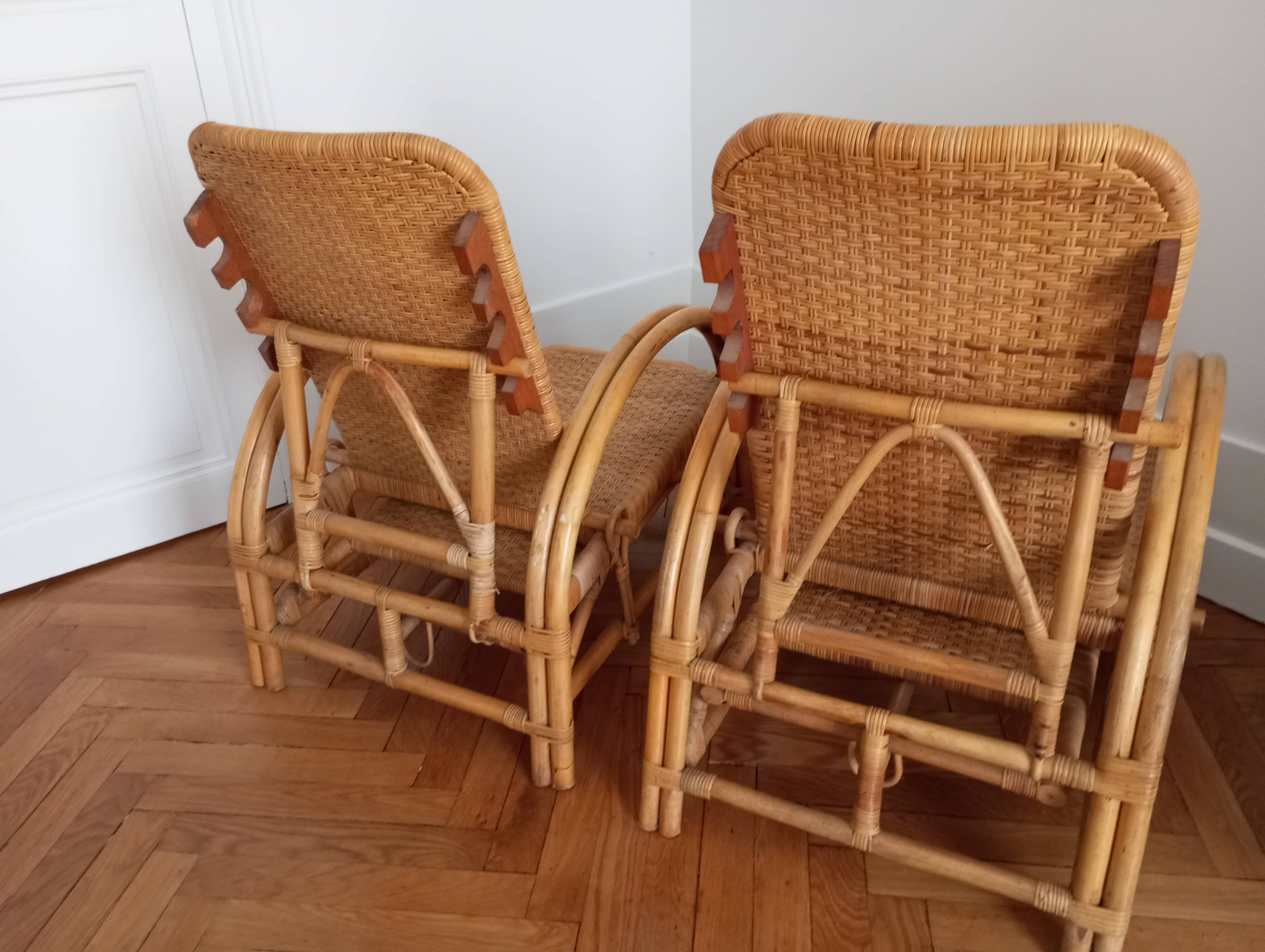 Old pair of deckchairs. 1960.