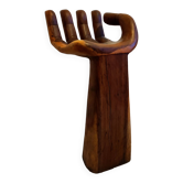 Hand chair (high) in solid exotic wood, circa 1970