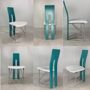 Set of 6 Memphis dining chairs in bouclé, 1980s