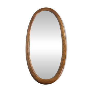 Oval mirror with solid wood frame 93 x 46 cm