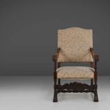 19th Century Renaissance carved oak Throne Armchair, France 1850s