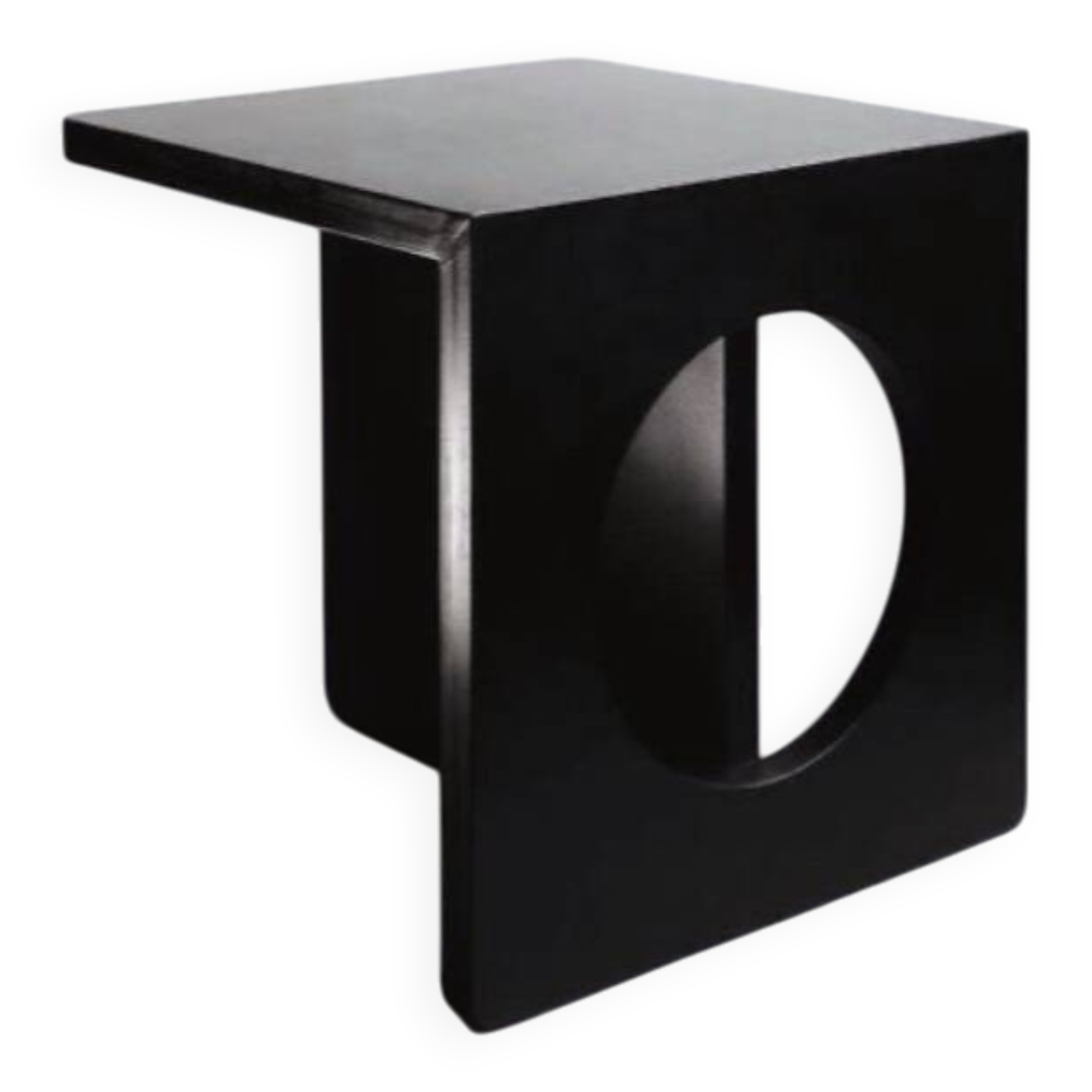 Side table/pedestal table in black-stained wood