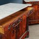 Restored antique buffets in chestnut, mahogany, and marble, 19th century.