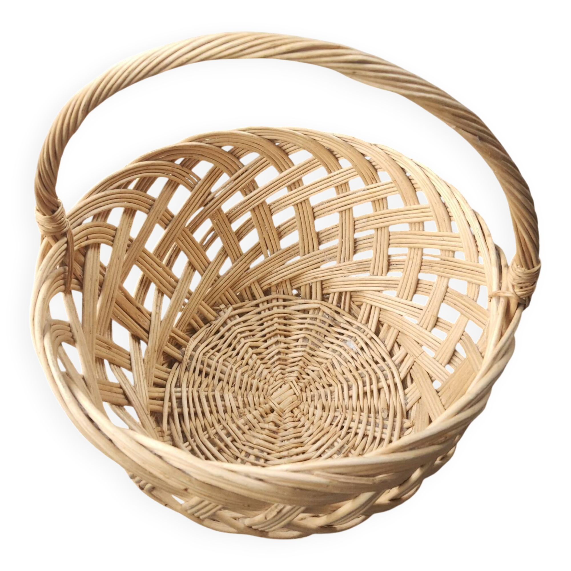 Large hand-woven wicker basket