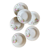 Lot de 6 assiettes creuses vintage, décors Anémone de Digoin Sarreguem