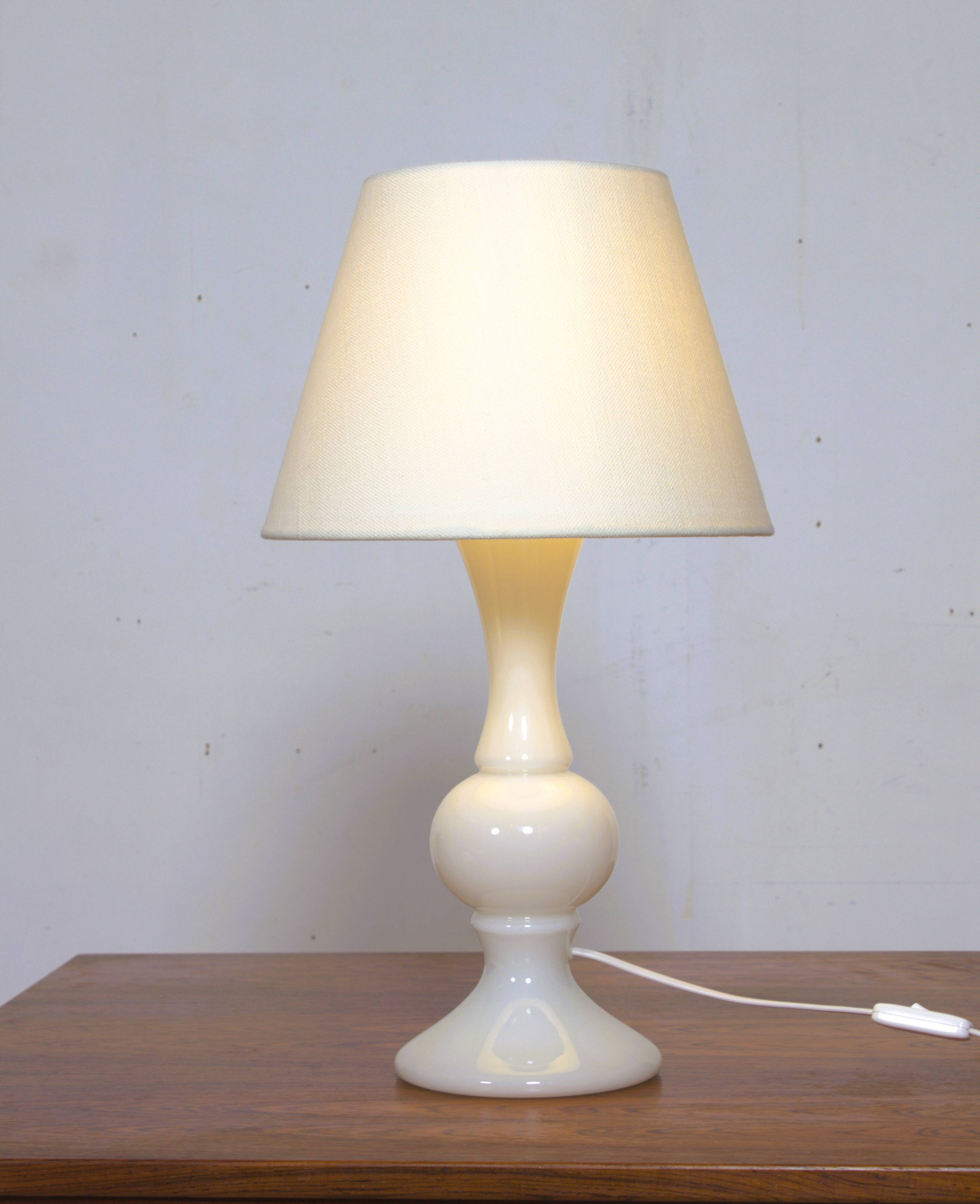 Pair of white glass lamps by Luxus Lighting, Sweden, 1980