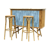 Vintage bamboo bar with 2 stools